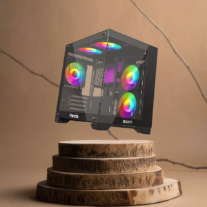 Panda PC Case FOR GAMING PC I/O: USB3.0*1+USB1.1*2+HD Audio+LED Button Left & Front Panel: Tempered Glass