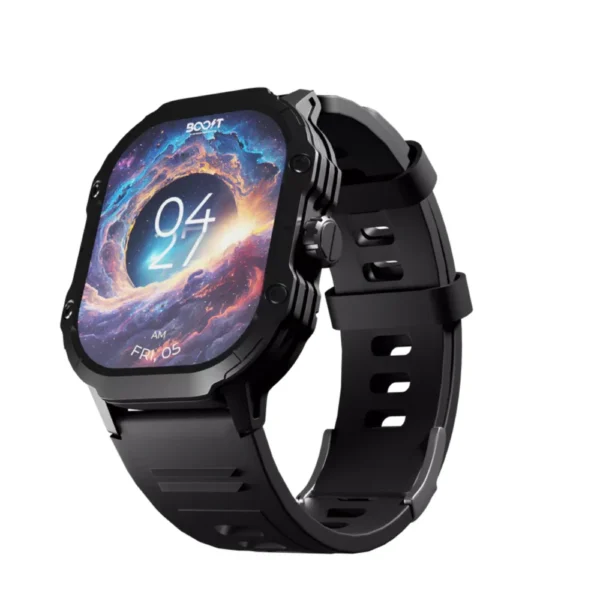 Boost Cosmic Smart Watch w/ 2 Straps, 2.01-inch AMOLED Display, Voice Assistant, Bluetooth Calling, Remote Control Photography, Distance and Sleep Tracker, Blood Pressure, SpO2, IP68, Always On Display, 2-5 Days Battery Life – Matte Black
