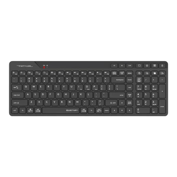 A4tech FBK27C AS Fstyler Bluetooth & 2.4G Rechargeable Keyboard, 2-Zone Compact Size, USB, US Layout – Black