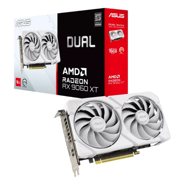 ASUS Dual Radeon RX 9060 XT 16GB GDDR6 OC Gaming Graphics Card – White